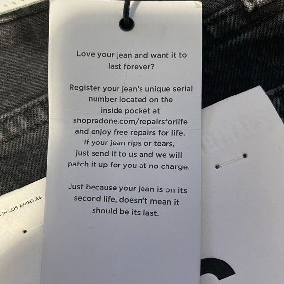 RE/DONE Originals Black High Rise Straight Loose Rigid Distressed Jeans Sz 24 - Picture 4 of 10